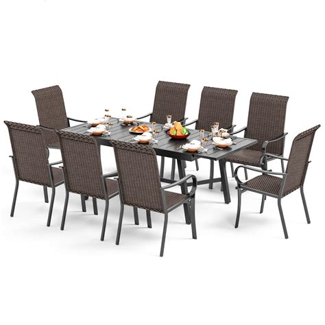 Buy PHI VILLA 9 Piece Outdoor Dining Table Set for 8, Expandable ...