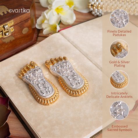 Maa Lakshmi's Charan Paduka - Gold & Silver Plated (3 Inch)