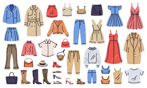 Mode trendige weibliche Kleidung und Accessoires stilvolle Outfits ...