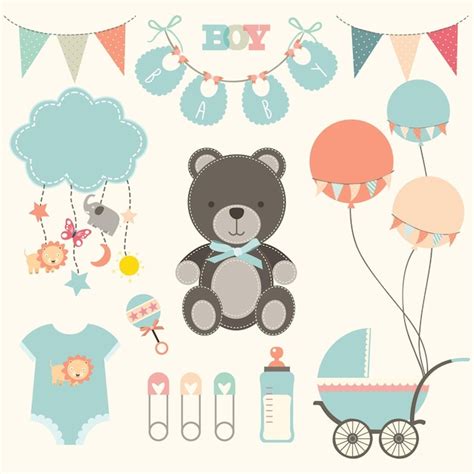 Baby shower element sets | Premium Vector