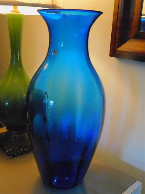 Large Blue Glass Floor Vase at Mark Dunning blog