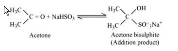 how does acetone react with sodium bisulphite - Brainly.in