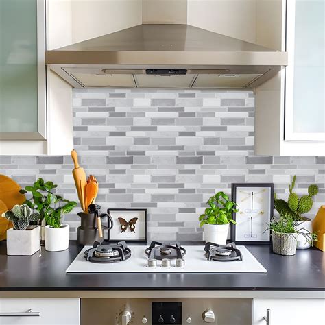 Peel and Stick Wall Tile Rectangle PVC Subway Waterproof Peel & Stick ...