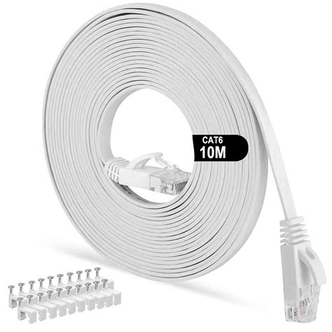 Cat6 Ethernet Cable, Long Internet Cables High-Speed Patch Cord Flat ...