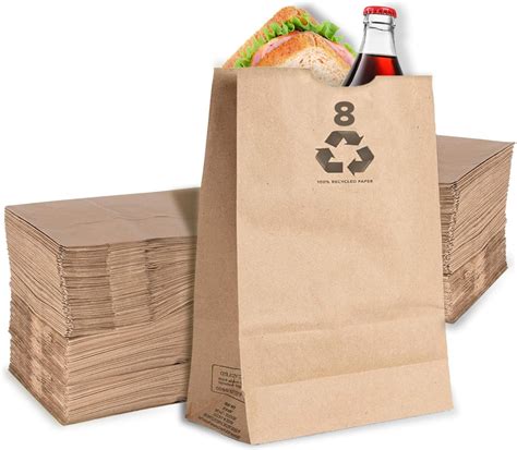 Amazon.com: 8 Lb Kraft Brown Paper Lunch Bags (50 Count) - Bulk ...