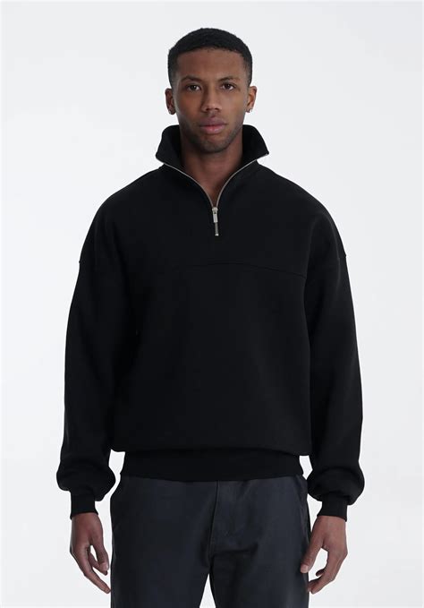 Half Zip Hoodie - Black – Straight Outta Cotton