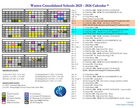 WARREN CONSOLIDATED SCHOOL MI Calendar 25-26 Revised [pdf] - EduCounty