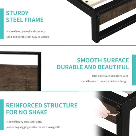 Buy Queen Size Bed Frame, SEGMART Metal Bed Frame with Headboard, Queen ...