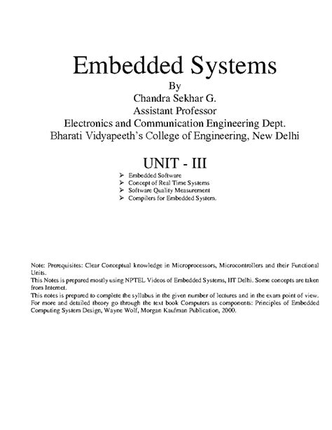 Embedded Systems Notes - Unit - 3 - Embedded Systems Chandra Sekhar G ...