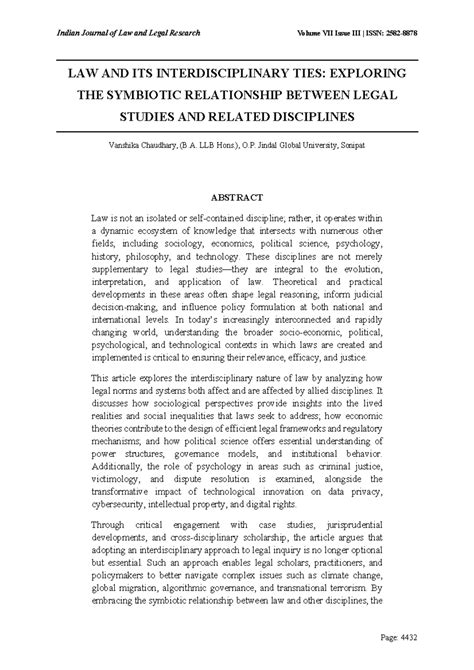 LAW AND ITS INTERDISCIPLINARY TIES: A SYMBIOTIC EXPLORATION - Studocu