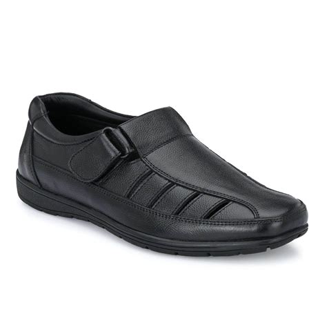 Egoss Brand Mens Leather Casual Sandal R-339 (Black) :: RAJASHOES
