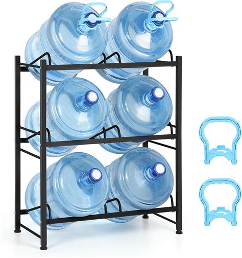 MOOACE 5 Gallon Water Bottle Holder, 3 Tier Water Jug Rack, Water Jug ...