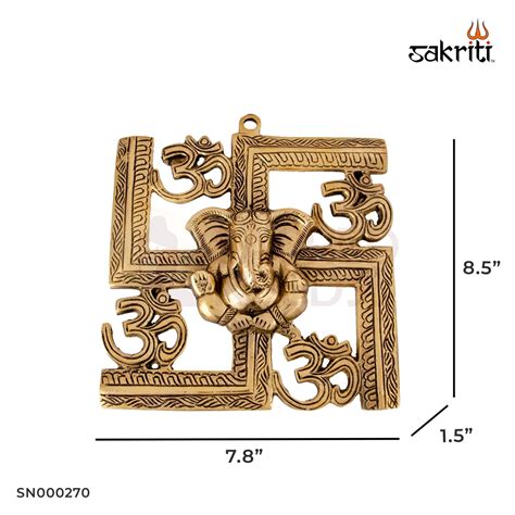 Brass Om-Swastik Ganesha Mounted – 8.5 Inch | Spiritual Wall Decor wit ...