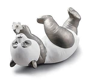 LLADRÓ A Joyful Panda Figurine. Silver Lustre. Porcelain Panda Figure ...
