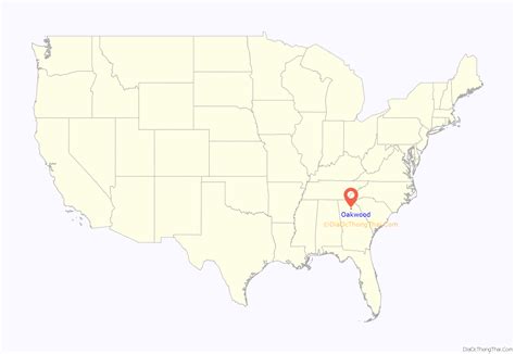 Map of Oakwood city, Georgia - Thong Thai Real