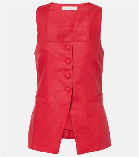 Jackie linen vest in red - Faithfull | Mytheresa