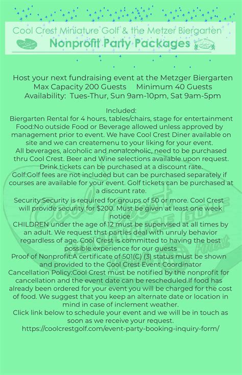 Event/Party Booking Inquiry Form - Cool Crest Miniature Golf and the ...