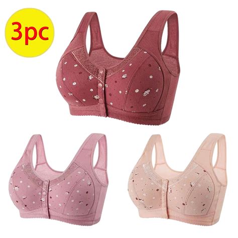 NSLGXD Daisy Bras for Older Women 3-Pack Gathered Lingerie Bras ...
