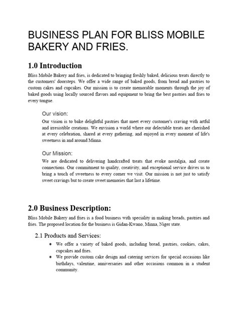 Image result for Bakery Business Plan Example