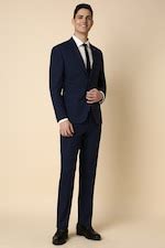 Buy Men Navy Slim Fit Check Formal Two Piece Suit Online - 961264 ...