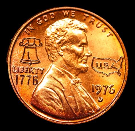 1976-d Engraved Lincoln Penny, Liberty Bell and Continental USA Lincoln ...