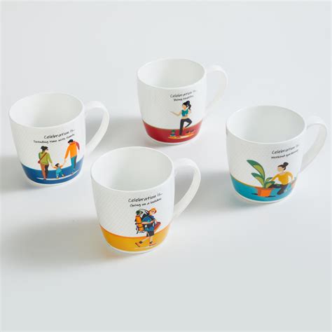 Buy Celebrations Printed Bone China Mini Mugs - Set of 4 from Home ...