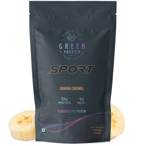 Buy Green Protein Banana Caramel Flavoured Pea Protein Pouch - 1kg ...