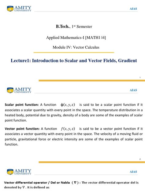 Lecture1: Introduction To Scalar and Vector Fields, Gradient | PDF ...