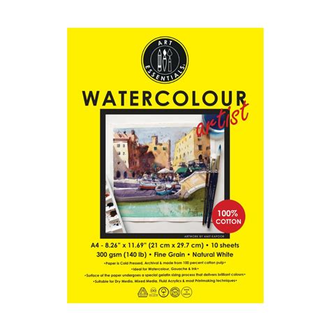 Art Essentials Water Colour - A5 20 Sheets Loose Sheets Natural White ...