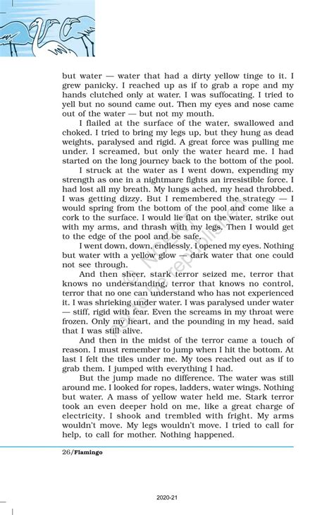 Prose 3 Deep Water - NCERT Book of Class 12 Flamingo