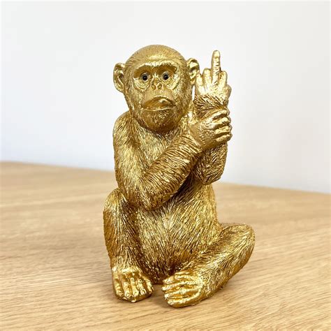 Small Rude Middle Finger Monkey Ornament – Gold – Alfie Francis