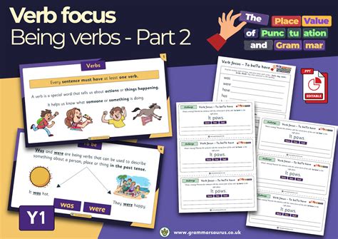 Year 1 The Place Value of Punctuation and Grammar – Verb focus - Being ...