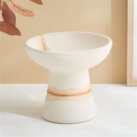 Buy Fawn Ceramic Splash Pedestal Decorative Bowl from Home Centre at ...