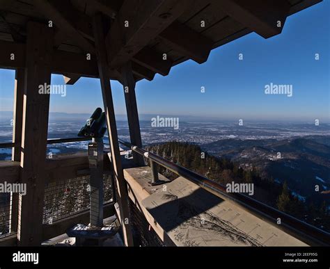 Stunning panoramic view over Rhine valley and Vosges mountain range ...