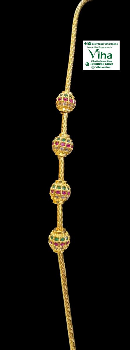 3 Colour Stone Impon Mugappu Chain – Viha Online