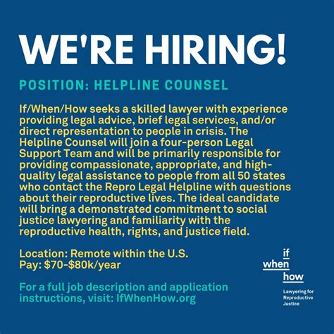 If/When/How on LinkedIn: #hiring #legaljob #helplinecounsel #reprojob