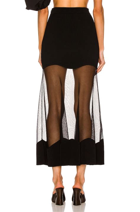 Alexander McQueen Sheer Midi Skirt in Black | FWRD