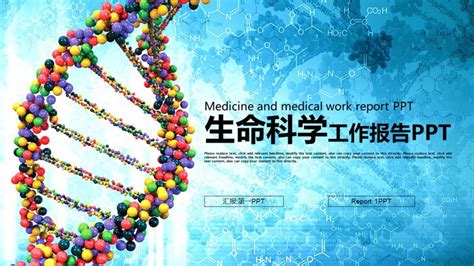 DNA分子结构图背景的生命科学PPT模板 - 第一PPT