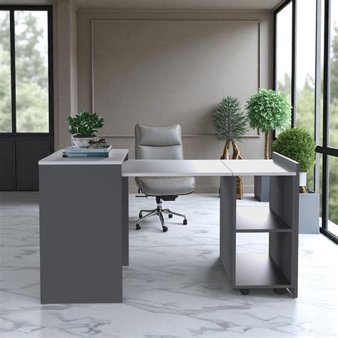 Flexi Desk Dark Grey Sleek Home Office Desk | TrendHaus Furniture ...