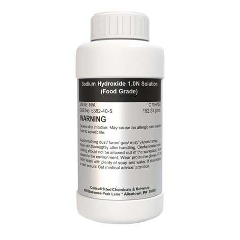 Sodium Hydroxide 1.0N Solution | Food Grade - Consolidated Chemical