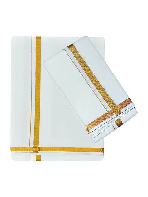 Jari Border Cotton Blended Dhoti For mens & Matching Jari Border Towel ...