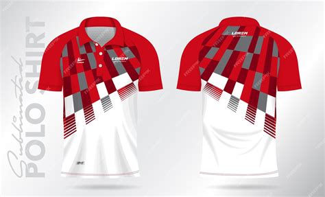 Red sublimation polo shirt mockup template design for badminton jersey ...