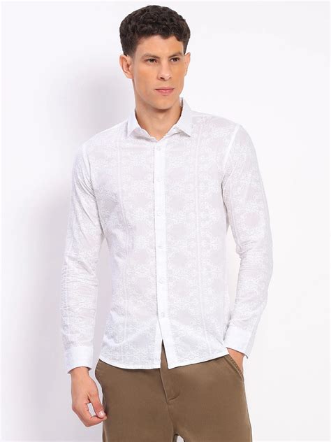 White Cotton Embroidered Shirt