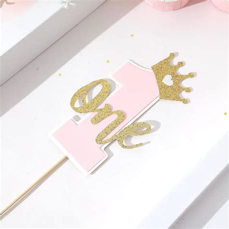 LINLULU One Cake Topper for Baby Girls - Pink and Gold Cake India | Ubuy