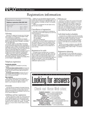 VCU Schedule Of Classes Registration Information Registration Schedule ...