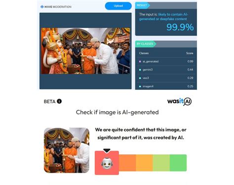 Screenshot of the ‘Was It AI’ and Hive Moderation tools, both ...