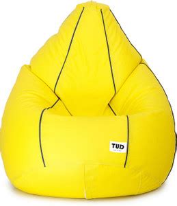 TUD XXXL Yellow with Navy Blue Piping Teardrop Bean Bag With Bean ...