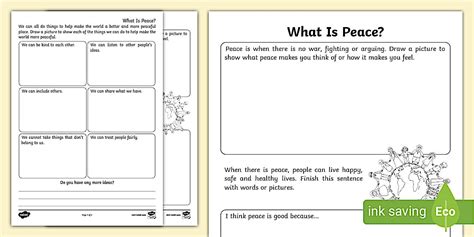 What Is Peace? KS1 Activity - PSHE - Twinkl