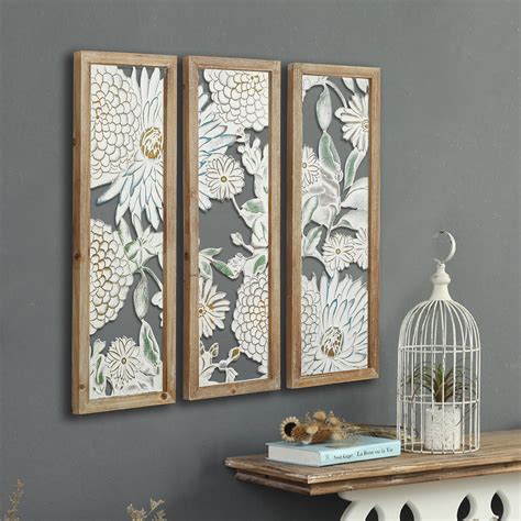 XIAOAIKA Boho Carved Wall Art Decor, 35.5 Inch Hand-Carved Panels ...