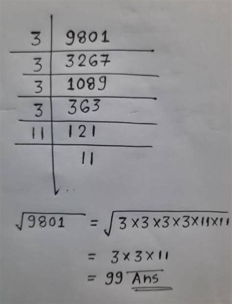 find the square root of 9801 - Brainly.in